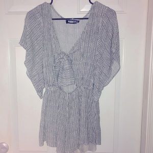 White and black striped romper. Size S